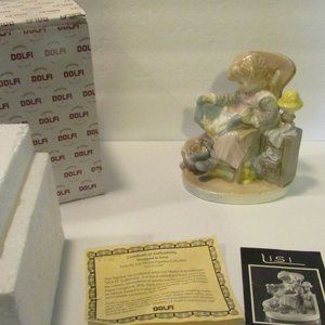 vtg Dolfi Wrapped In Love figure girl playing with doll Italy grandmacore